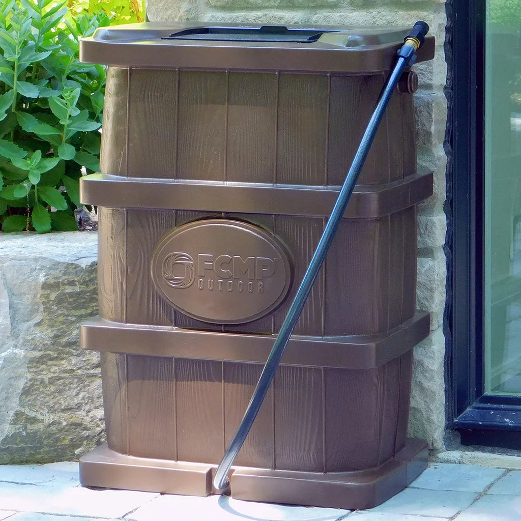 Pack) Grain Wood Barrel, Outdoor Brown (2 Gal Water Catcher 45 Rain FCMP