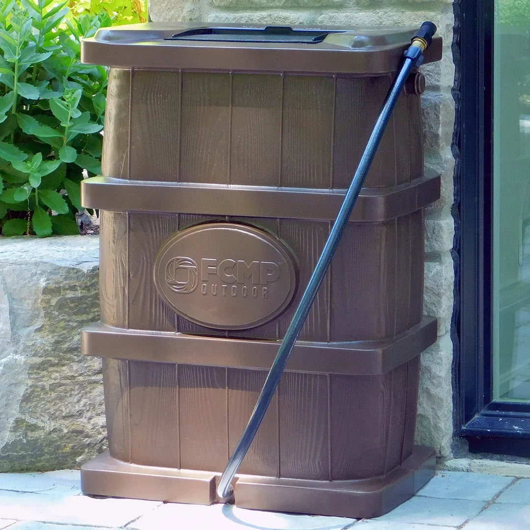 Pack) Grain Wood Barrel, Outdoor Brown (2 Gal Water Catcher 45 Rain FCMP