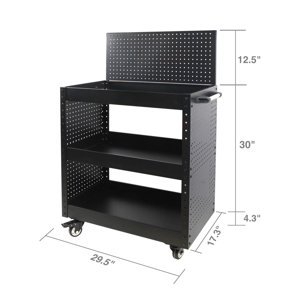 Service Cart Storage, Utility Pegboard WORKPRO Rolling Steel Cart Tool with