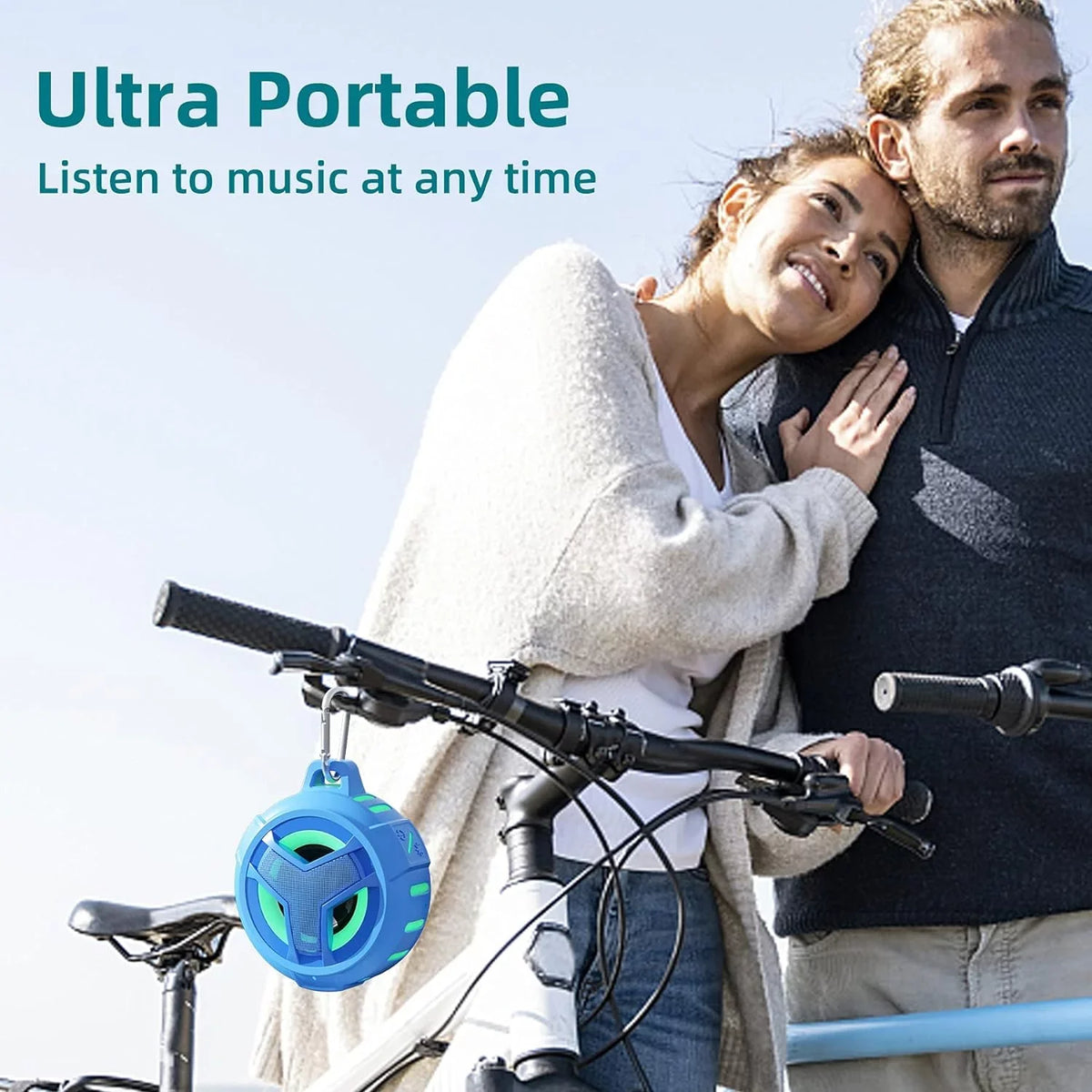 Light Boys IPX7 24H - Pool, Men, Portable Blue Wireless EBODA Speakers, for Hiking, Gifts Small Speaker, Shower Waterproof Playtime Beach, Floating with for Bluetooth Light Kayak Accessories,