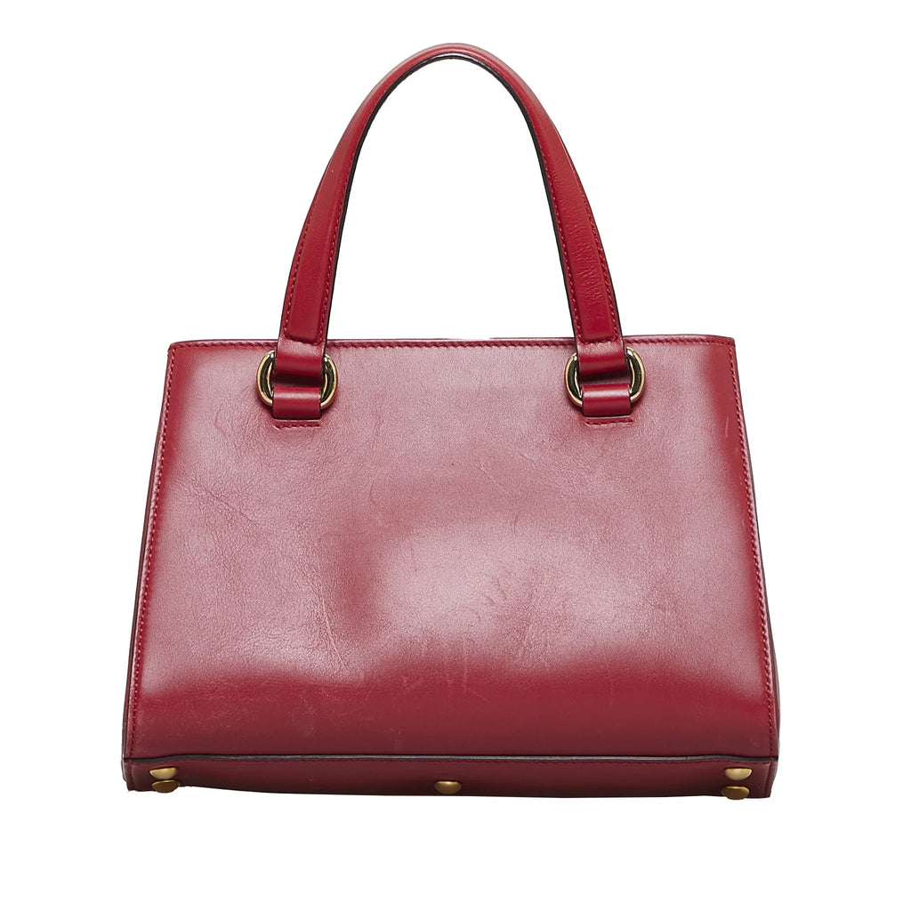 Leather (Good) Red Pre-Owned Sylvie Gucci Unisex Satchel Calf Authenticated