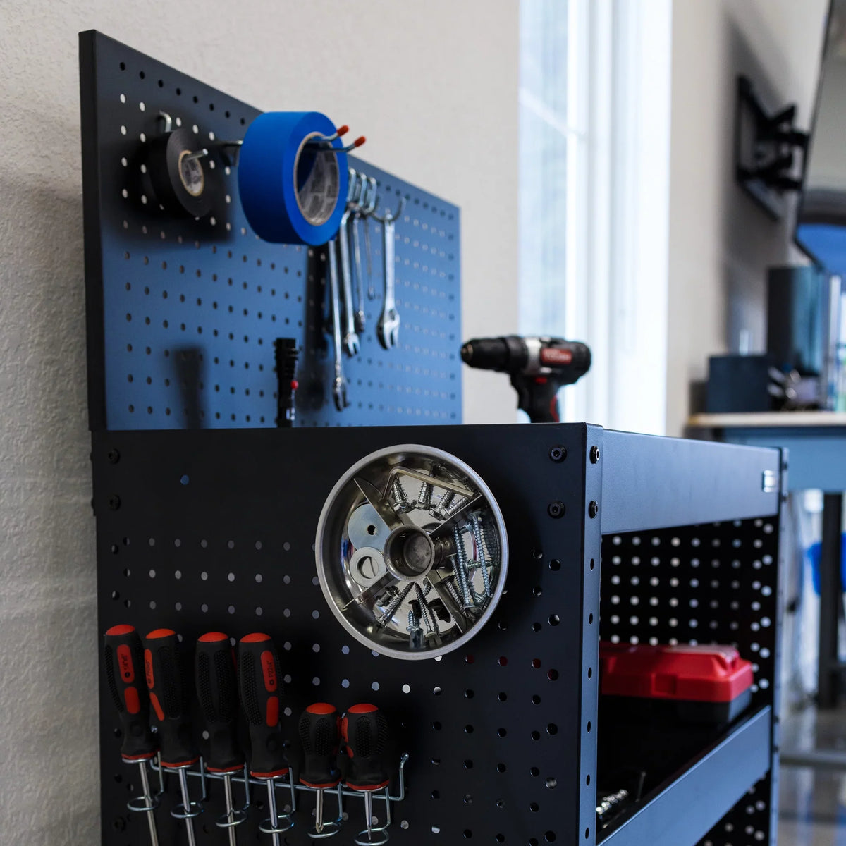 Service Cart Storage, Utility Pegboard WORKPRO Rolling Steel Cart Tool with