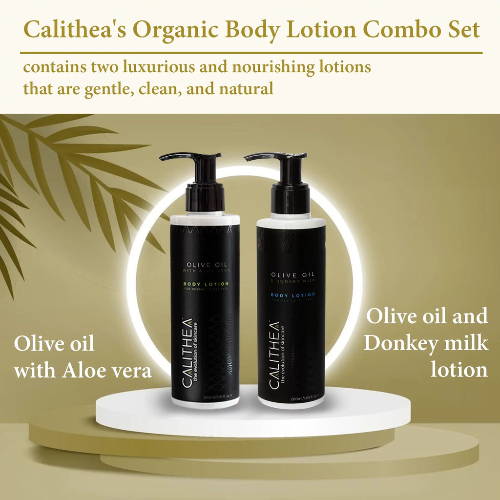Body Aloe Calithea Lotion Lotion Organic Vera Olive Natural Oil & Lotion Duo: Donkey Milk