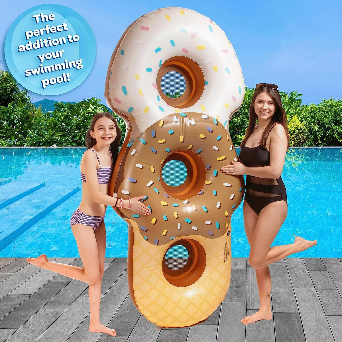 for Sections Perfect Summer Seats Inflatable Long Kids, Aquamazing Ft Cone Mesh Giant Pool Tube Float - People Cream Adults- Ice for Huge 7 - 3 Swimming XL