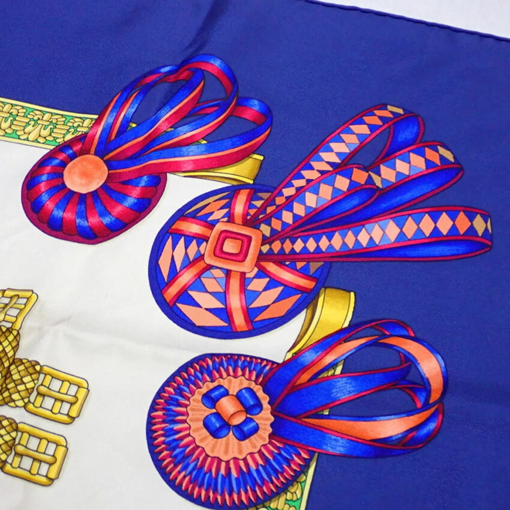 Ribbon Scarf HERMES Pre-Owned (Good) Silk LESRUBANSDUCHEVAL Horse Muffler