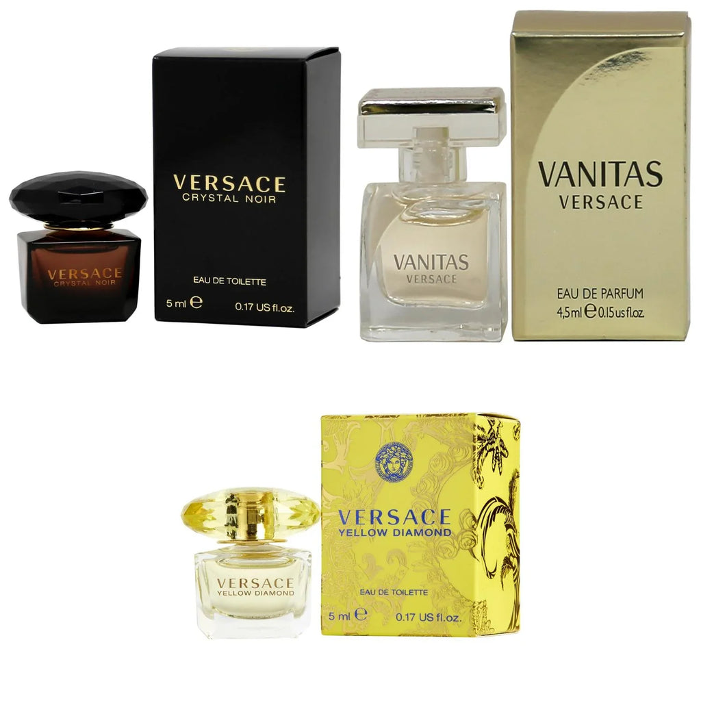 Versace Noir Yellow 3PK Kit 5ml Diamond Vanitas EDT EDP, - EDT, Crystal