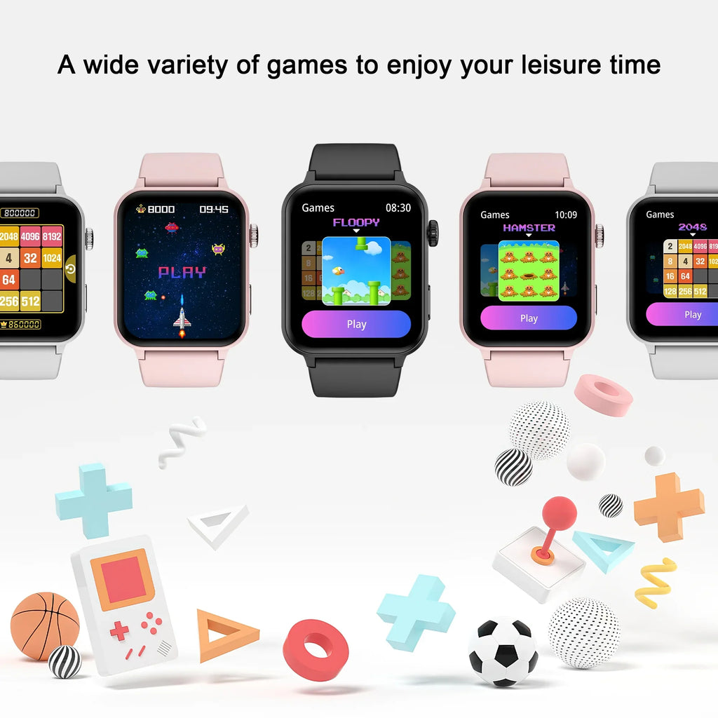 iOS, 1.83" Sports Fitness Call/Voice with Black Watch for Android for and Assistant, Waterproof, Women Modes 100+ Watch Bluetooth Smart