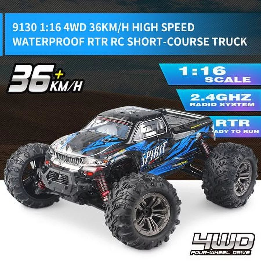 Control Vehicle Off-Road High with Trucks kmh Boy RC 1:16 Hosim All for Terrian 36+ Scale Radio 2 Monster Cars Batteries Adults - Waterproof RC for 4WD Electric Speed Trucks RC