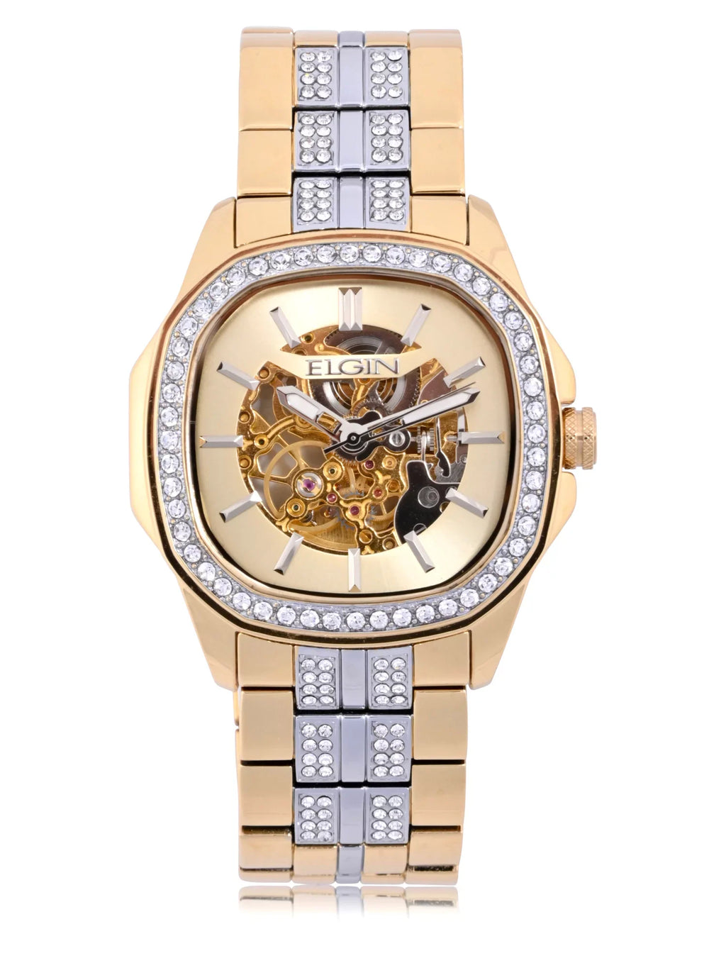 Adult Case Allow Czech Bezel and Elgin Brass Male Watch Stones (FG180018) with in with Gold