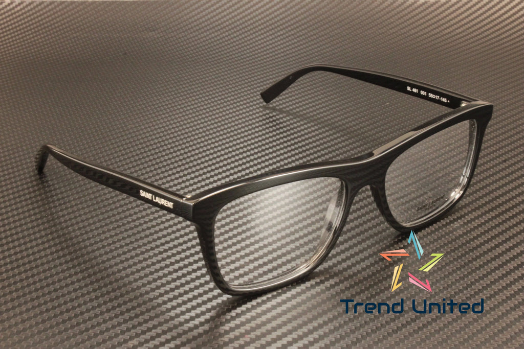 001 Rectangular Squared mm Black SAINT LAURENT SL Men's 481 55 Eyeglasses