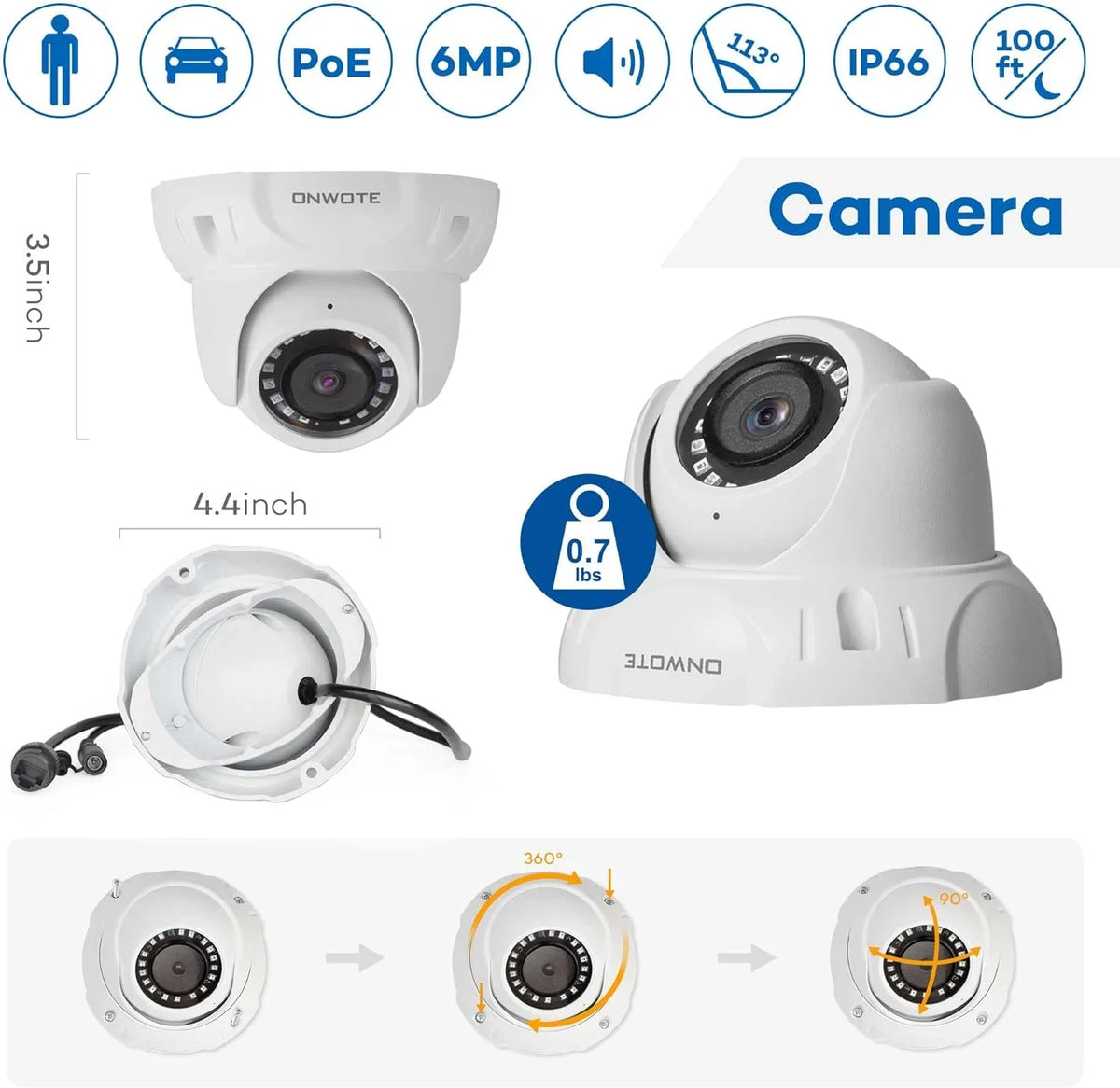 Channel PoE Human Cameras, Detection, Camera AI for 16 4TB 24-7 8MP Surveillance NVR PoE Outdoor HDD pre-installed 4K with 6MP IP Business System, 16CH Recording, & 16pcs 4K Vehicle Security ONWOTE