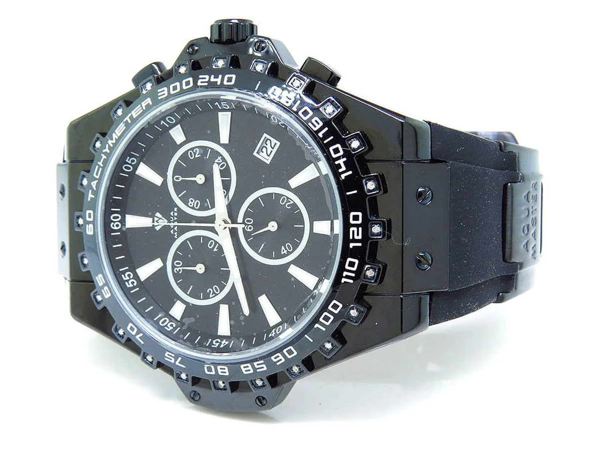 Band 0.26ct Mens Rodeo Watch Black 48mm Signature Rubber Jojo Joe