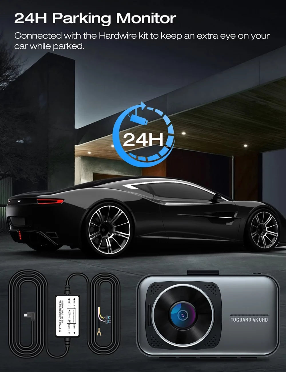 Dual Cam FHD Rear, Camera UHD WDR Camera 4K Front and Car DVR TOGUARD 1080P Dash Dash