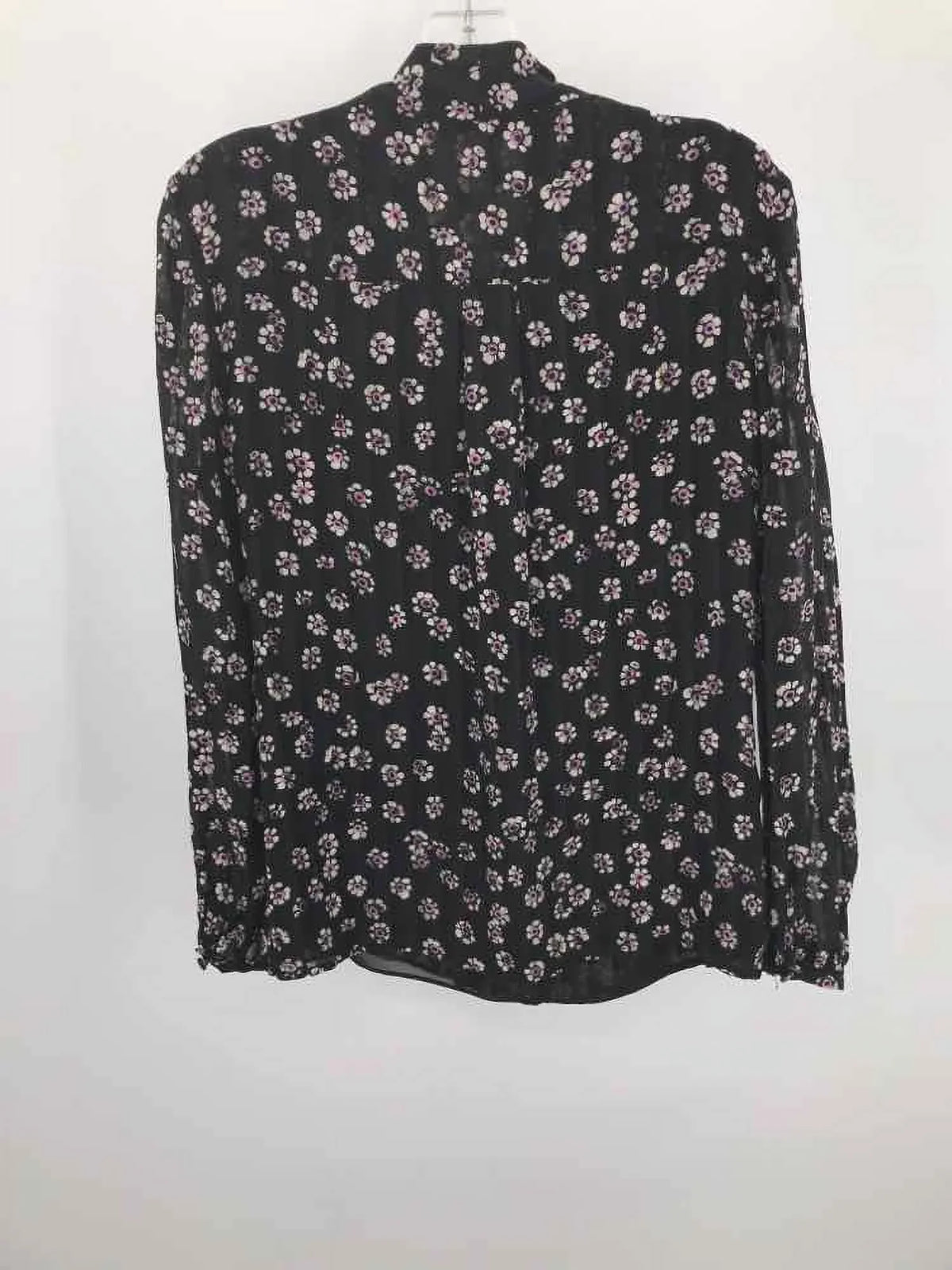 Burch 10 Tory Size Floral Pre-Owned Blouse Black