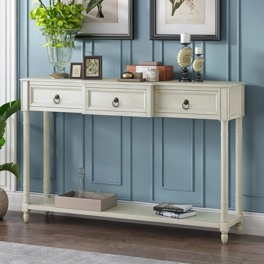 with for WF189574AAK) Long (Antique Console Entryway Table Projecting White, OLD Table with SKU: Drawers and Sofa Shelf Drawers