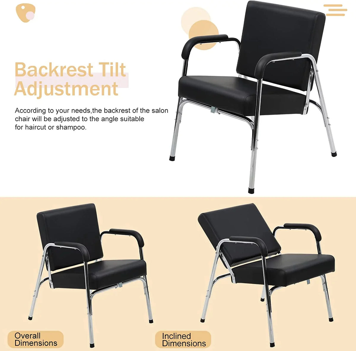 Stylist Black Hair for Equipment Beauty Women Fashion Salon Shampoo Heavy Men, Auto Chair Chair Modern Spa Stylist Chair Barber for Reclining Duty Hair Chair