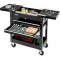 W/ Cart 27" Industrial 2-Drawer Black Tool Top, Sliding Global