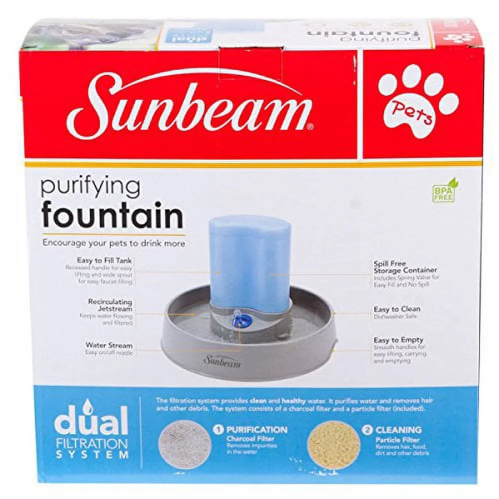 Cat Water Pets Purifying Animal Dishwasher Fountain System Sunbeam Filtration 1.3 Dual Safe Dog Gallon