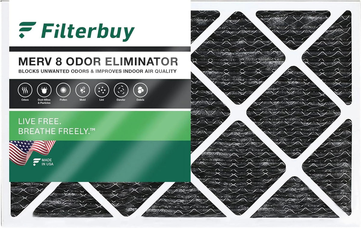 HVAC Eliminator Filters Carbon MERV Odor 8 with AC Filterbuy Furnace Pleated Activated (1-Pack) Air 14x25x1