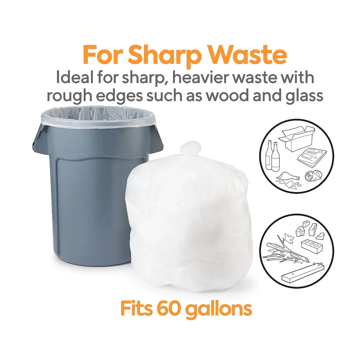Gallon Bag Trash 1.3 55-60 38" x 58" Industrial Clear Density mil 100 Low Coastwide Professional