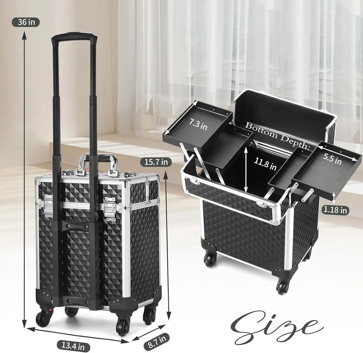 Large Case Makeup Rolling Organizer Makeup Trolley Joligrace Box Cosmetic