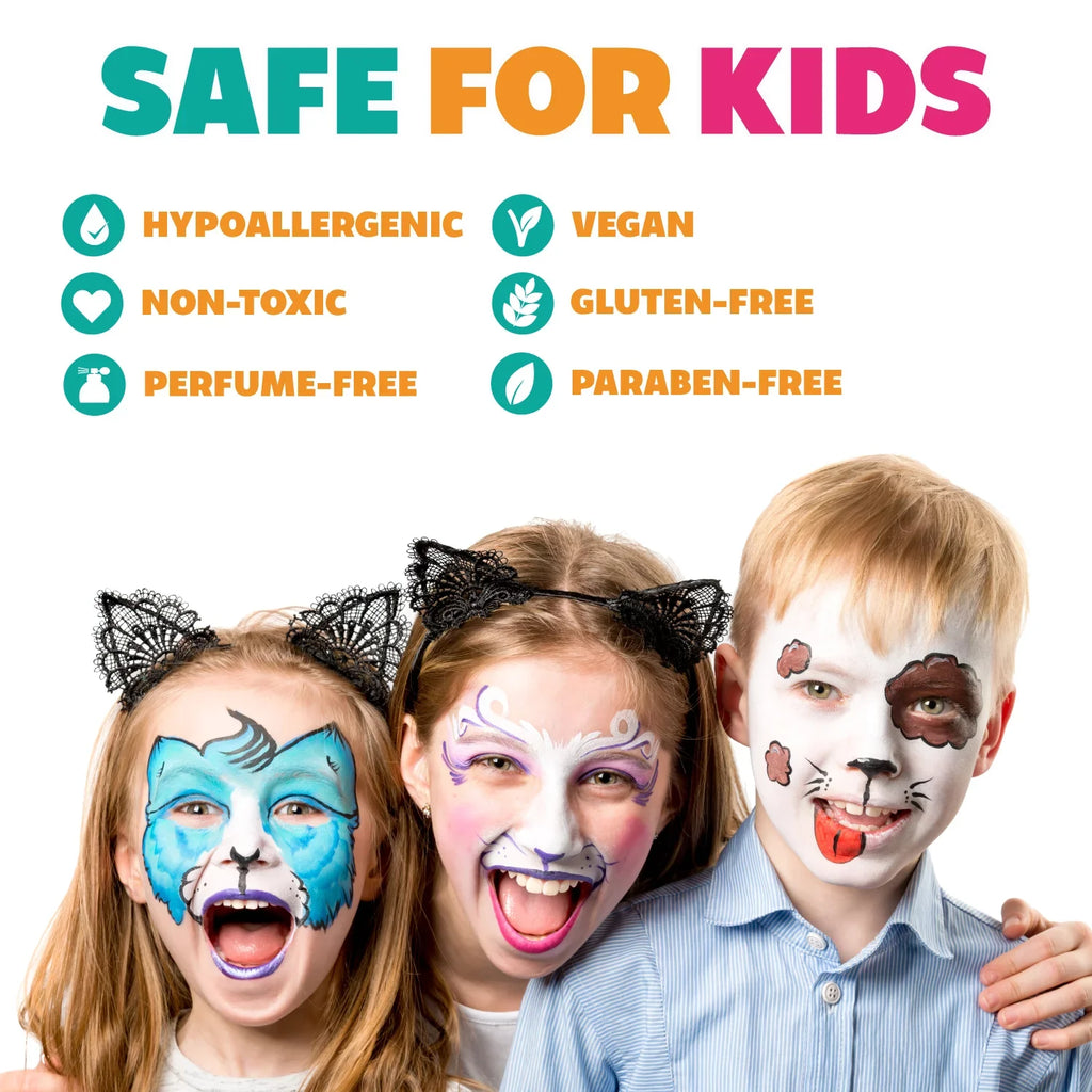 Palette, Makeup Painting Hypoallergenic, Water Stroke Safe, One Face Non Sensitive for Cake Skin, FX Halloween Toxic Paint Party Kit Split Kids Face Activated, & Adults Professional Celebration Kraze