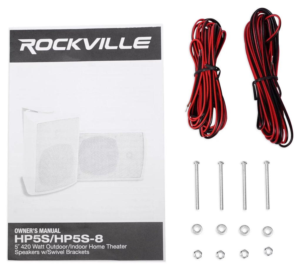 Home (8) Speakers+Swivel 5.25" Brackets Outdoor/Indoor Rockville HP5S-8 Theater