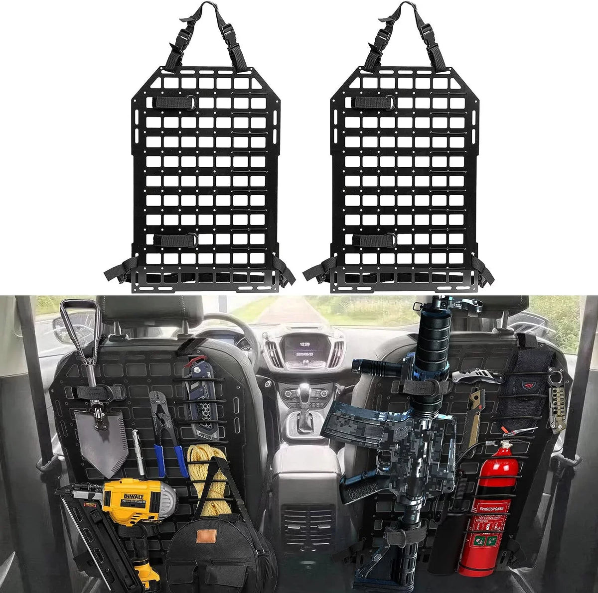 Universal Seat 2x Storage Seat 21.3"*14.2" Panel Vehicles for Tactical Molle Back Organizer Truck Car Back Organizer Rigid