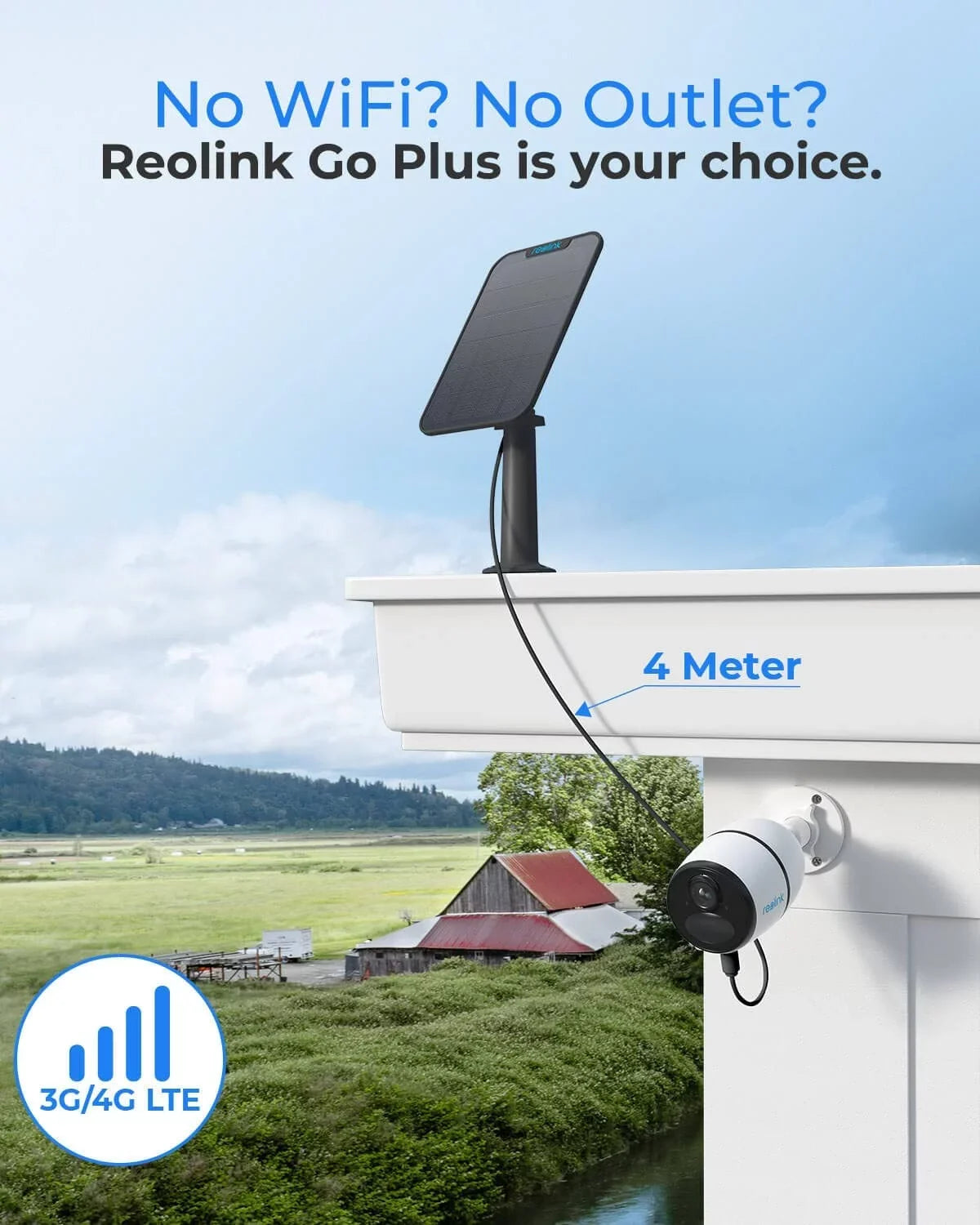 Plus Talk, Cellular Go Panel Night 2-Way with Vision, 5MP Reolink Security Battery-Powered 4G System, White Camera Outdoor Solar Needed, Person/Vehicle Detection, WiFi Smart Wireless 2K+ LTE No
