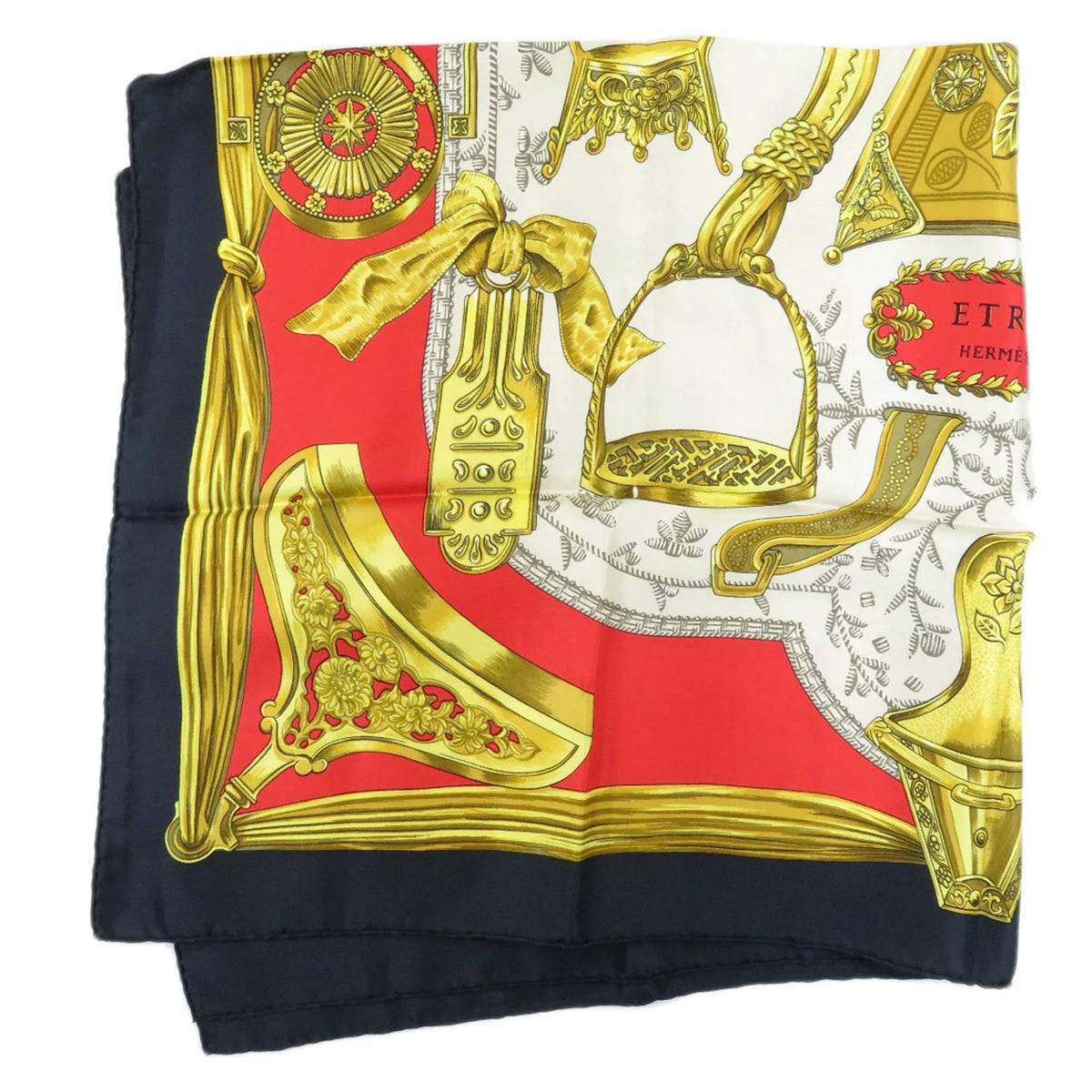Pre-Owned Carre HERMES Stirrup/Horse Muffler ETRIERS Silk 90 Hermes Scarf Women's (Good)