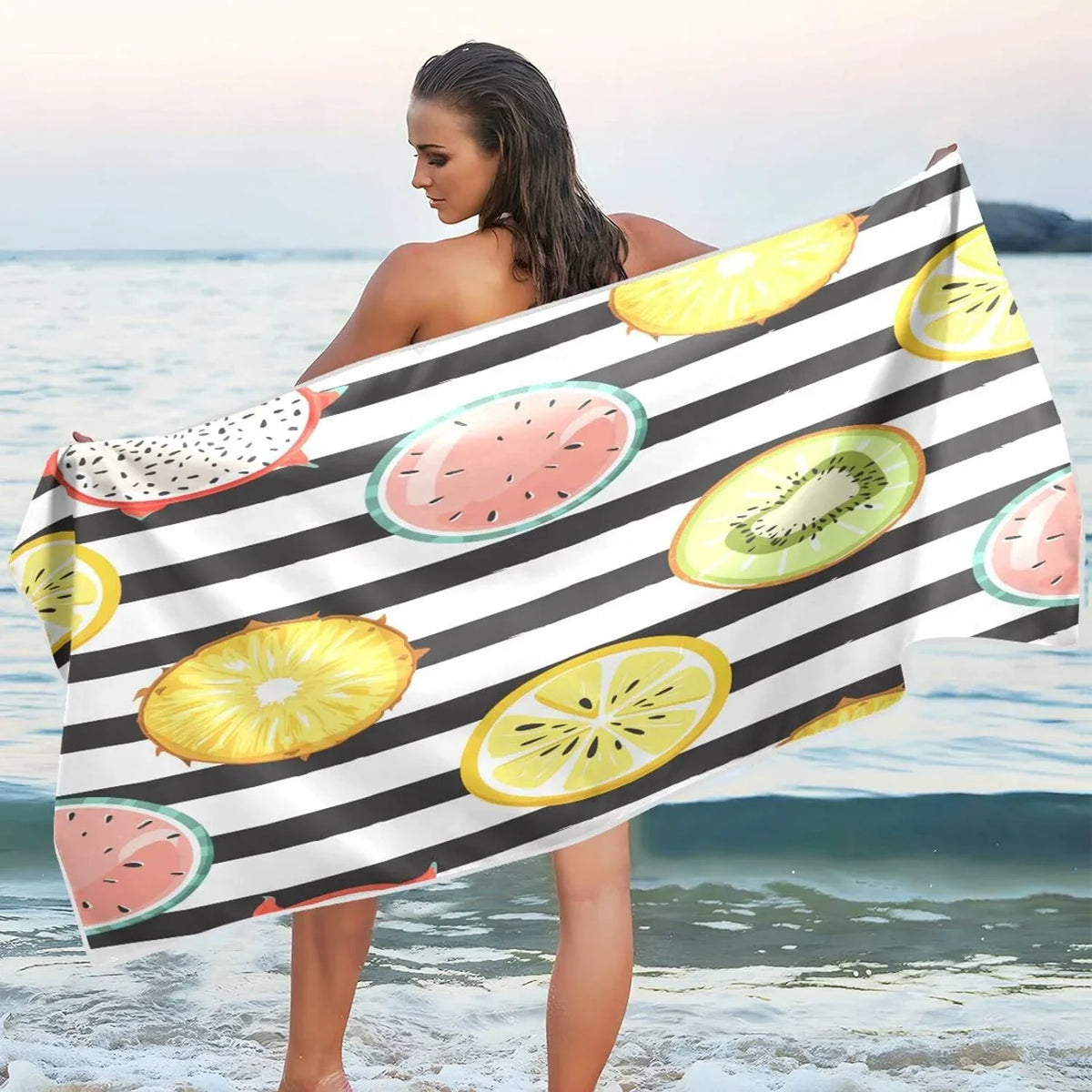 Thin Pool Blanket, Towel, Swim Oversized Bath Yoga Towel Microfiber Shower Beach 30”X60” Bestwell Towel Free Sand Lightweight Tropical Dry Quick Multipurpose Fruit Slice Towel