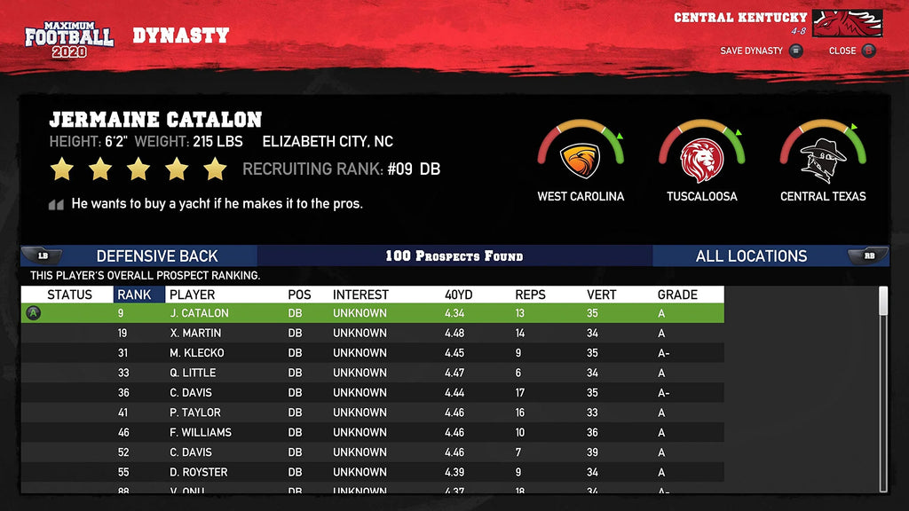 Football 2020 PlayStation Flutie's Maximum 4 Doug for