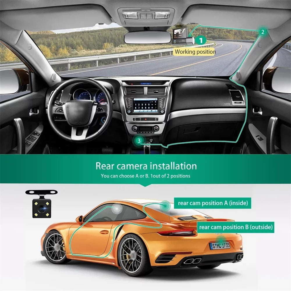 Auto Arealer Recorder Rearview Dash Cam Clear Mirror Car Driving Video 4in Safety 3 Car Car Recorder Recording Cameras