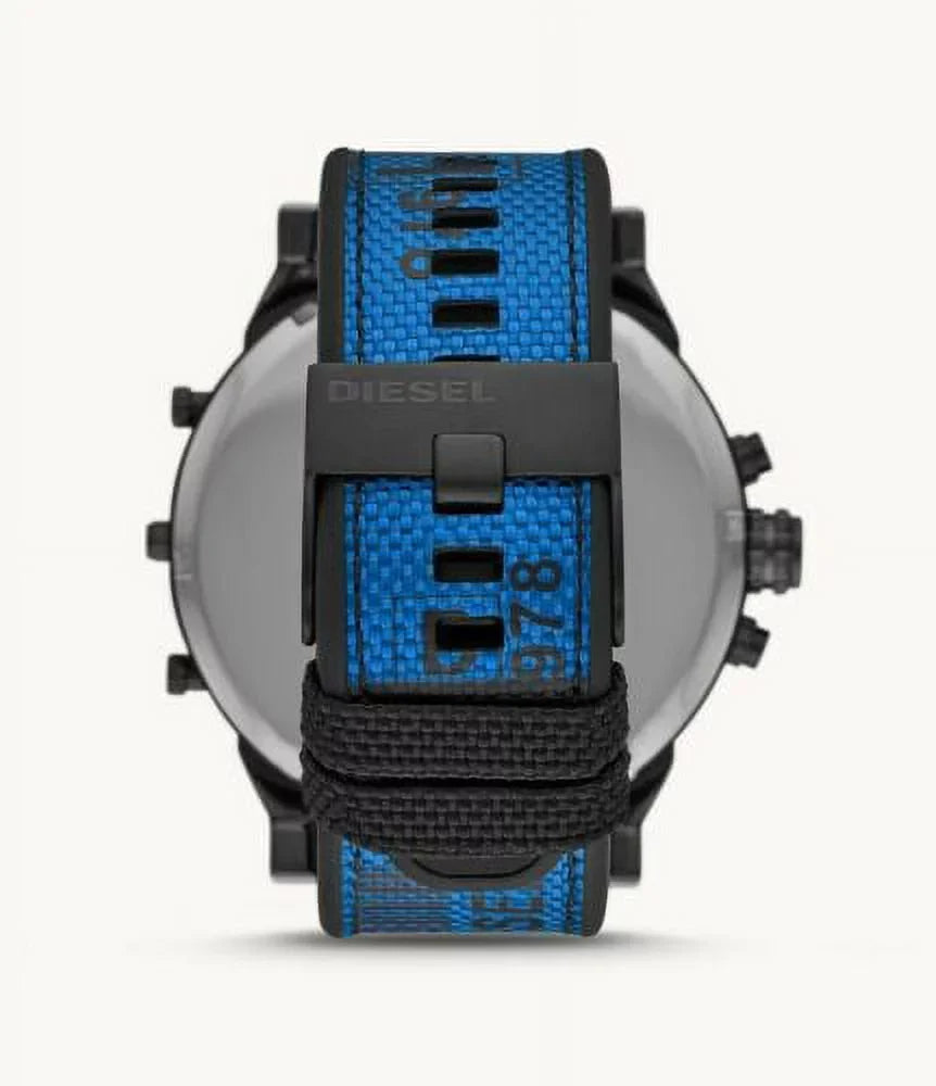 BLACK DADDY 2.0 BLUE 4 DZ7434 NEW CHRONOGRAPH WATCH DIESEL MEN'S NYLON TIME MR.
