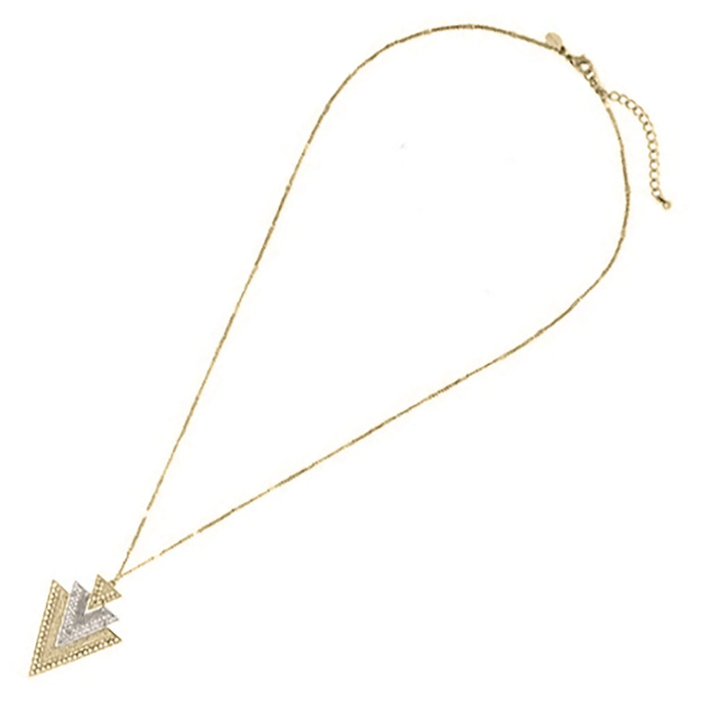 Layered Teens Inc Necklace Blue Women, Metal Mixed Box Two for Tone Triangle Pendant Boutique