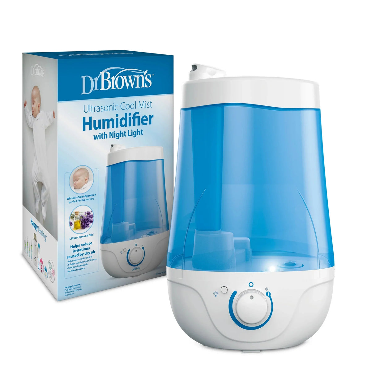 Light, Diffuser Optional Dr. Night and for Nursery Baby Mist Brown's Ultrasonic with Cool Humidifier