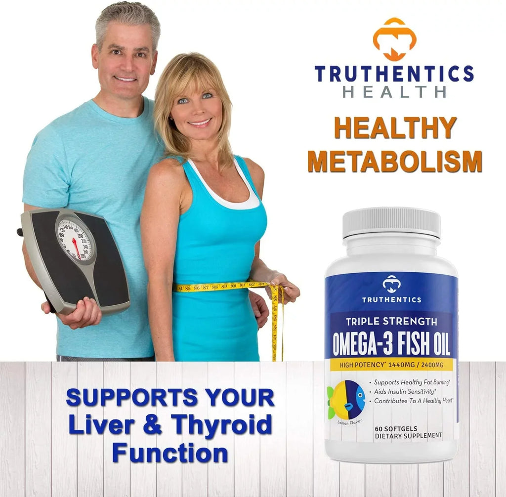 '- 100% Sea-Harvested mg Omega 2400 DHA 120 Omega Softgels Lemon Strength (2 - Fish Fish Acids Oil Pack) Flavor Truthentics - - Fatty EPA Burpless High 3 Oil 3 Pure Triple
