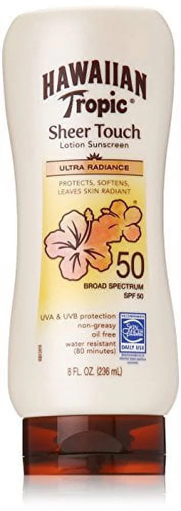 Touch each Pack 8 Hawaiian Tropic Lotion SPF 50, 3 Sheer Sunscreen, Oz