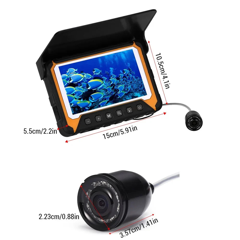8 Camera River/Ice Pcs Pixels, Wide IR Night Fishing Angle, Suitable 500,000 LCD for , Vision Fishing 5in 120° Underwater