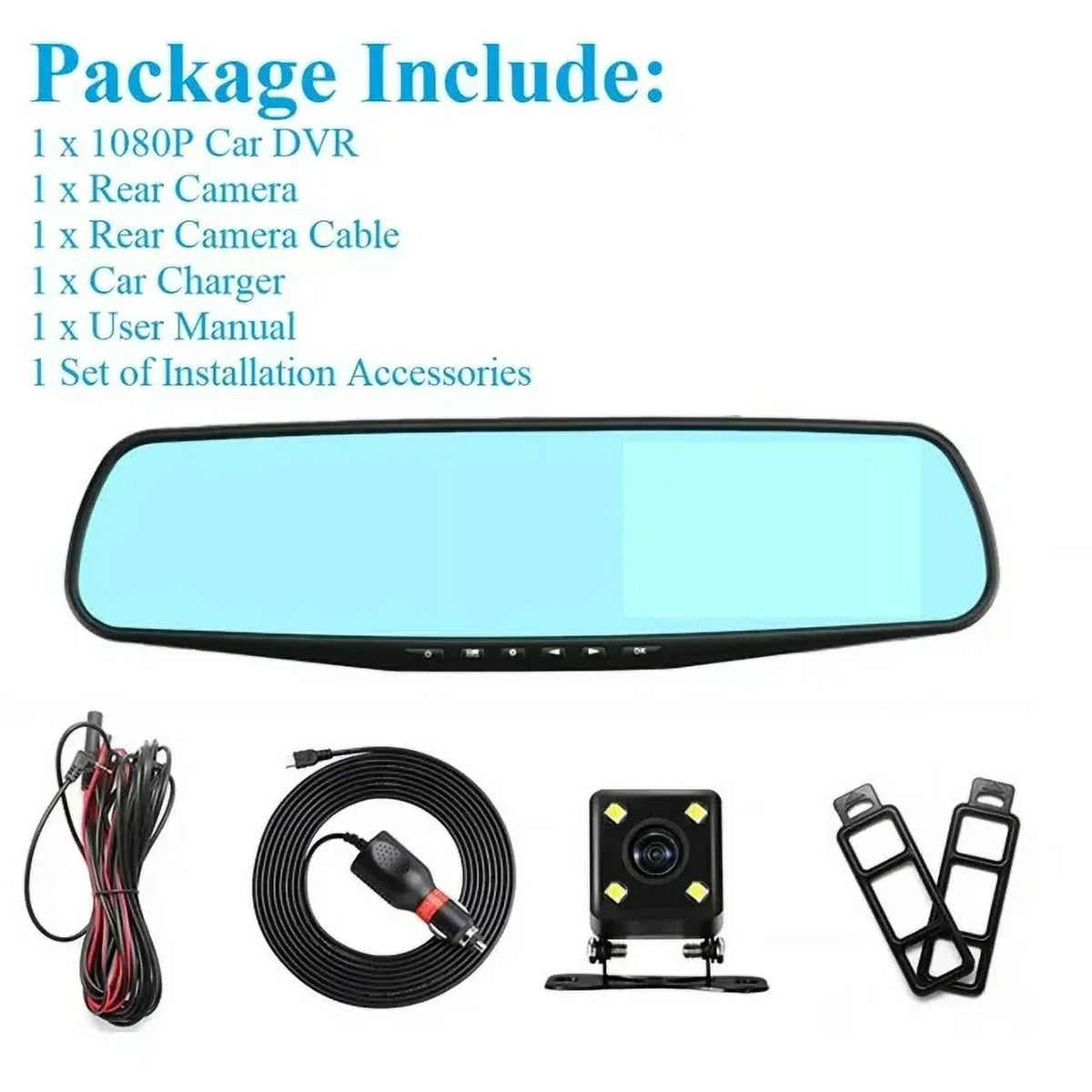 for 170°Wide 1080P Motion Car Night Detection Dash Rear Camera Cars Front 4.3" Parking Cam DVR Trucks, Car G-sensor, Monitor, Rearview Vision, Cam Mirror Dual Angle Monitor, Lens