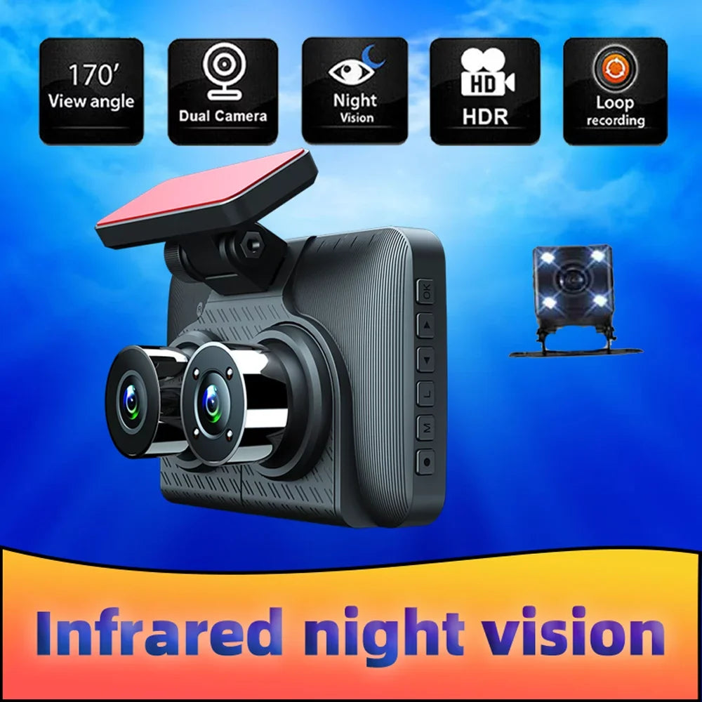 Car Camcorder Dcenta Car Cam Recorder 3 Car Angle Camera Safety Driving Auto Clear Video Mirror Cameras Recording Dash 4in Rearview Wide Recorder