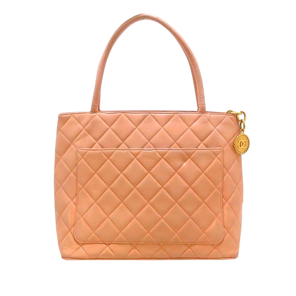 Authenticated (Good) Lambskin Orange Pre-Owned Tote Bag Women Leather Chanel Medallion Tote