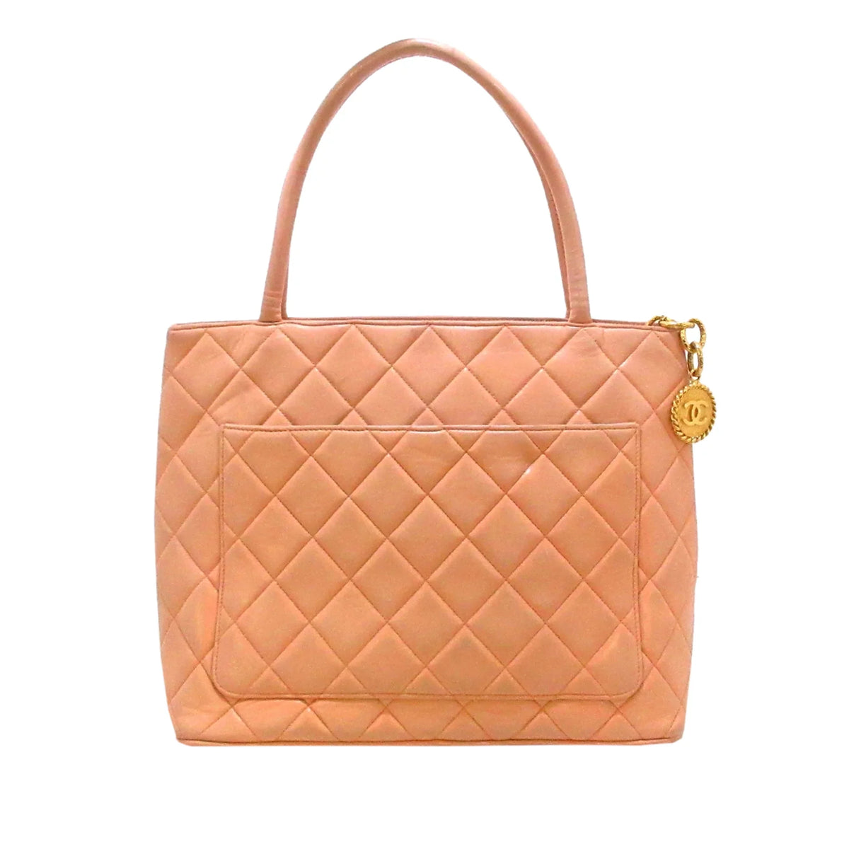 Authenticated (Good) Lambskin Orange Pre-Owned Tote Bag Women Leather Chanel Medallion Tote
