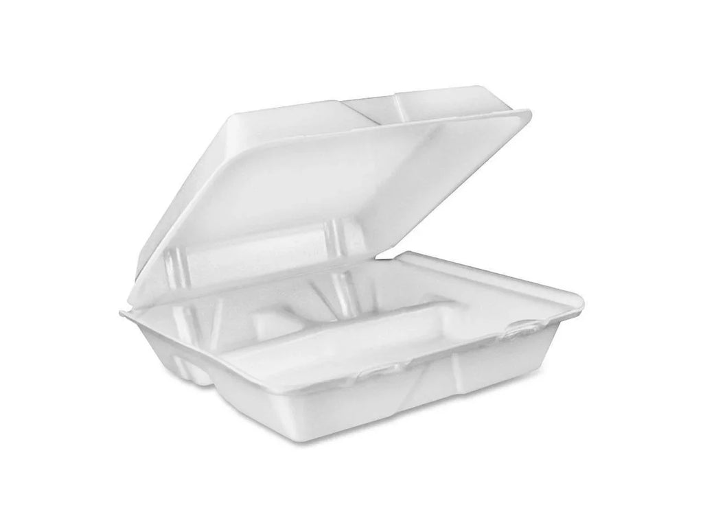 Dart 3-comprtmt Closing Foam Trays Carryout Large