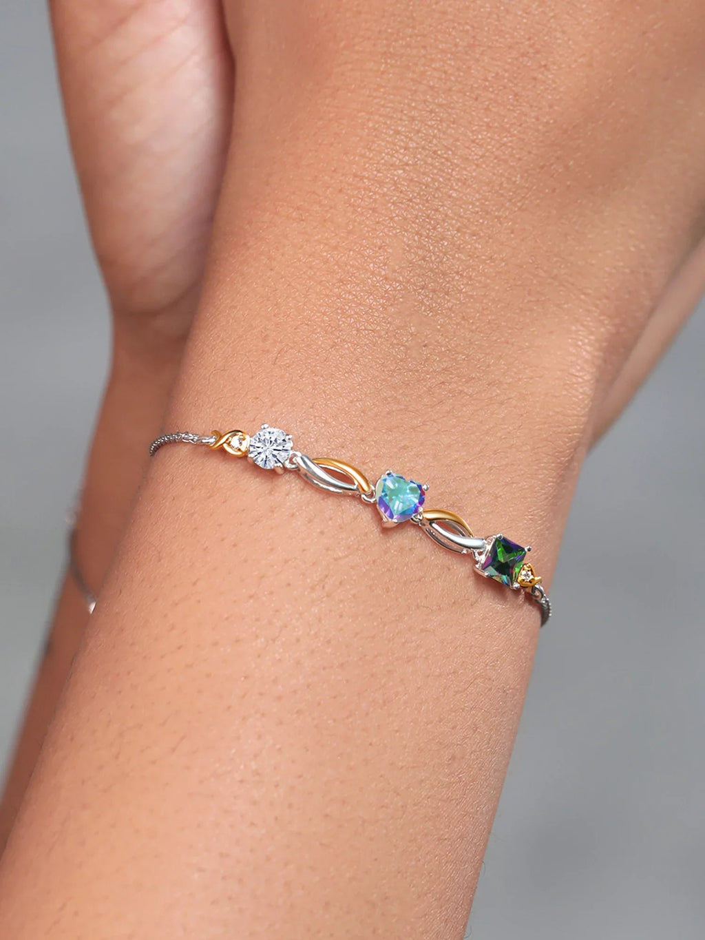 By To Keren and Topaz and Diamond Grown Mist 9 Mystic Yellow Moissanite Hanan Mercury 10K Green Up Gold Tennis Silver (2.30 Topaz inch) Women 925 Bracelet for Lab cttw, Mystic Adjustable