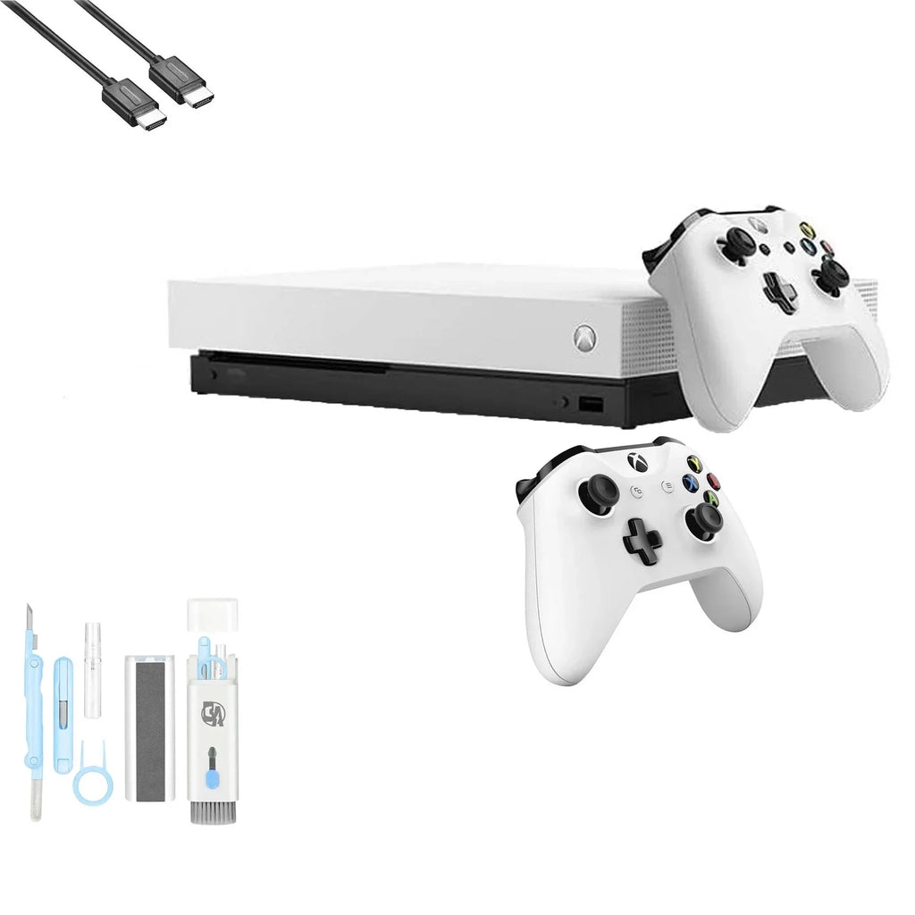 Ultra HD Cleaning BOLT with Xbox Pre-Owned with 4K (Refurbished: 2 Microsoft HDMI AXTION New) Bundle Controller, Kit White X One 1TB Like