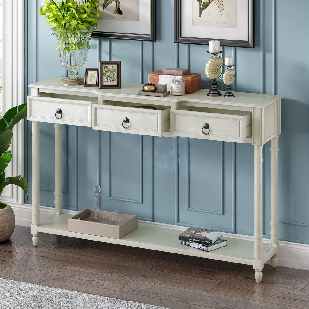 with for WF189574AAK) Long (Antique Console Entryway Table Projecting White, OLD Table with SKU: Drawers and Sofa Shelf Drawers
