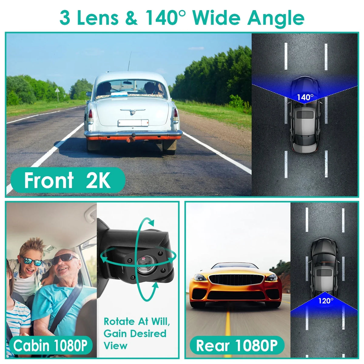 Dashcam DVR G-Sensor Car 2K with iMounTEK Parking Night GPS Dash Monitor Recording HD Cam Angle Car 140° Video Vision Recorder Loop Full