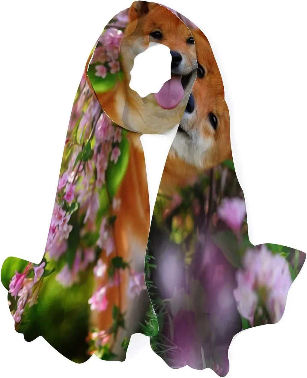 Women Neck Girls Flowers Silk Lying Wrap Hyjoy Scarves Long Lightweight for Scarf Shawl Dog In