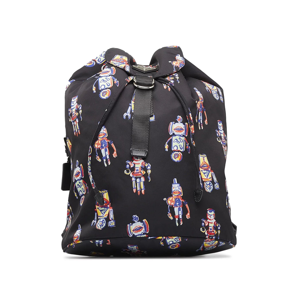 Authenticated Robot Fabric (New Black Prada with Tessuto Pre-Owned Unisex Defects) Nylon Backpack